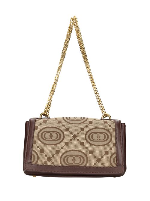 Borsa in pelle e tessuto LA CARRIE | MONOGRAM SHOULDER BAG JACQUARDBEIGE-MARRONE SCURO